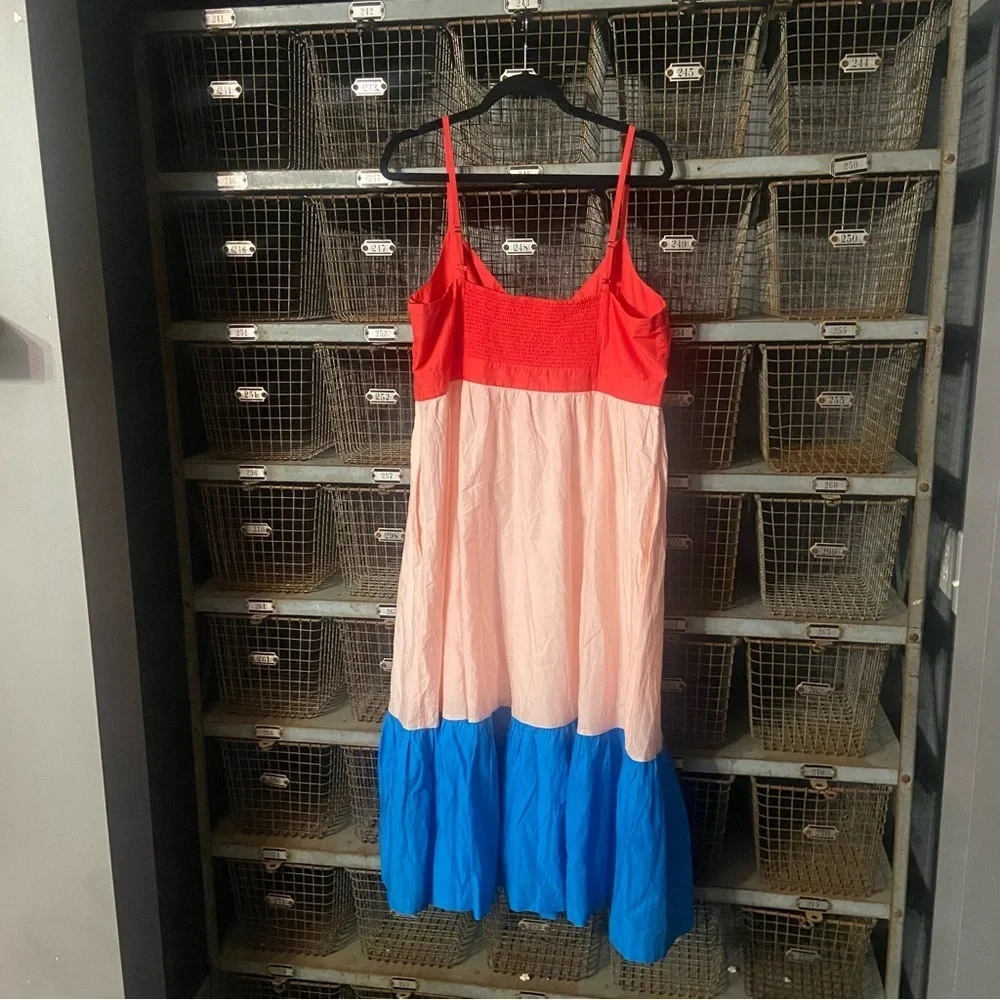 J. Crew Colorblock Tie-Front Cutout Midi Dress Size 16 - 2768